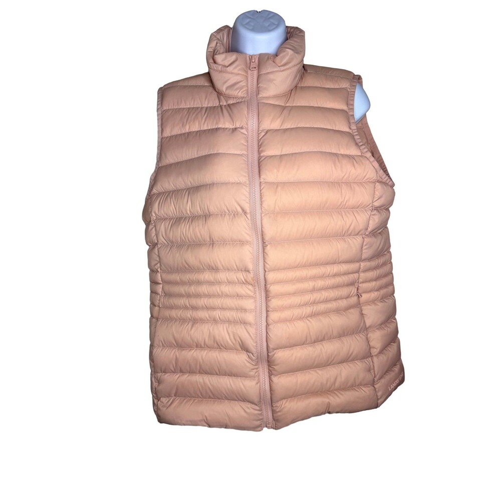 Lands' End Down Puffer Vest Pink Zip QuiltedWonderweight Ultralight sz M